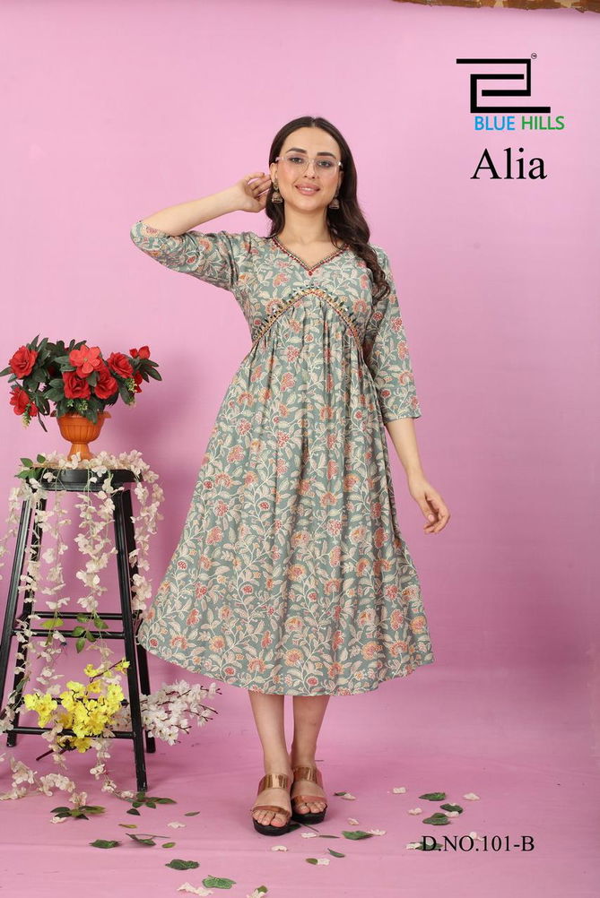 Alia By Blue Hills Designer Kurtis Catalog
